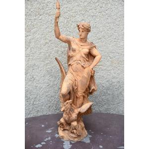 Original Terracotta Sculpture Allegory Of Imperial France Carpeaux