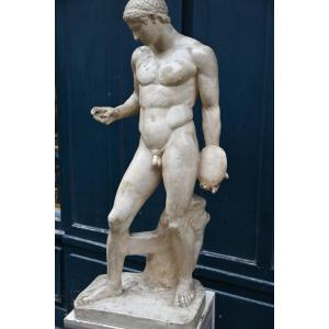 Sculpture En Plâtre Patiné Ephèbe D Après le Discophore de l Antique