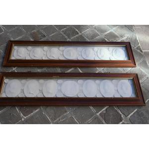 Paire De Grands Cadres Avec Médaillons Plâtre Décoratifs Style Antique