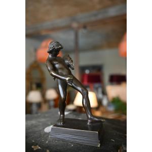 Bronze Du Grand Tour Dans Le Gout De L Antique Faune à L Outre