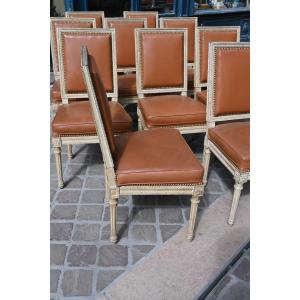 Set Of 10 Louis XVI Style Chairs, Maison Jansen