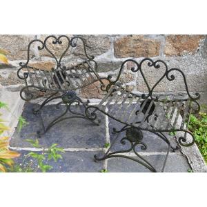 Pair Of Iron Curule Stools XX