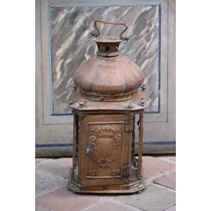 Rare 18th Century Embossed Brass Hand Lantern