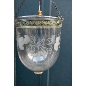 Lanterne cloche en verre soufflé d époque XIX , néoclassique