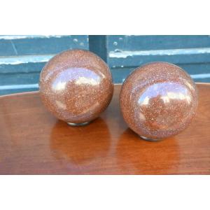 Pair Of Porphyry Spheres From Sweden