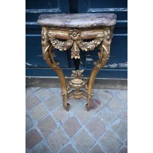 Petite console bois doré d époque Transition  XVIII