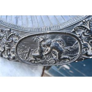 Grand plat en céramique noir Grand Tour , Italie du XIX style Antique