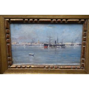 La Havane , rare représentation de la ville , huile sur carton