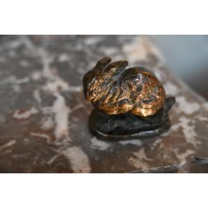 Barye, Small Bronze, The Frightened Hare, Barbedienne 