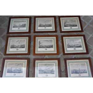 Ozane, A Series Of Nine Engravings Of Major French Ports In The 18th Century