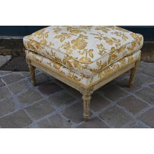 Grand tabouret rectangulaires estampillé de Sené  d époque Louis XVI