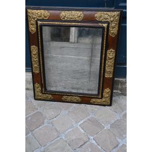 Miroir d époque Louis XIV , bois et laiton