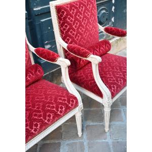 Rare Pair Of Louis XVI Low Armchairs