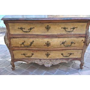 Beautiful Louis XV, Provence XVIII Period Painted Commode En Tombeau.