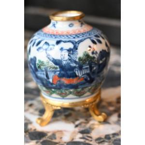 China XIX , Globular Vase And Bronze Mounting Henri Dasson