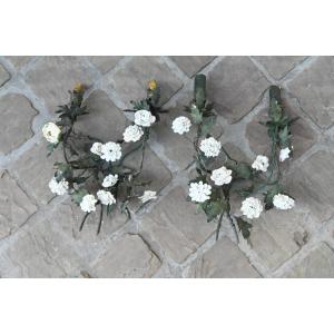 Paire d appliques fleurs et tôle dans le gout du XVIII