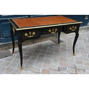 Bureau plat en bois noirçi d époque Regence XVIII