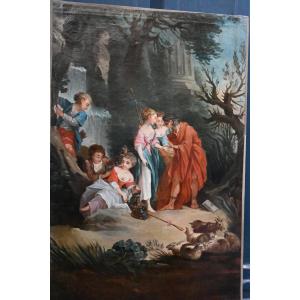 Large XVIII Canvas After Boucher , The Good Adventure
