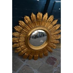 Miroir de sorcière en composition doré 