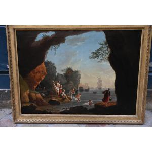 Lacroix de Marseille , baigneuses sur une côte méditerranéenne , école XVIII