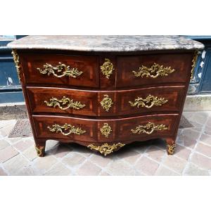 Amaranth Veneered Chest Of Drawers Stamped Angot, Mid-18th Century