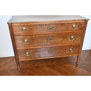 Walnut Chest Of Drawers, With A Louis XVI-style Wooden Top, Late 18th Century