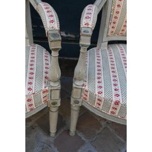 Pair Of Directoire Armchairs, Late 18th Century