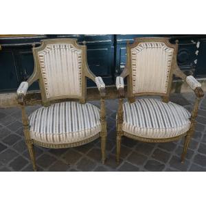 Pair Of Lacquered Directoire-style Armchairs