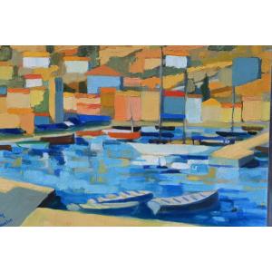 Hydra, In Greece, By Roger Jacquemin, Oil On Canvas