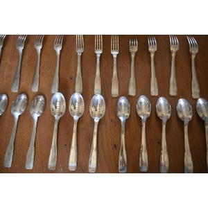Art Deco, A 12-piece Solid Silver Dessert Cutlery Set From Maison Boulenger 