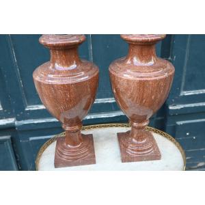 Pair Of Baluster-shaped Marble Lamps