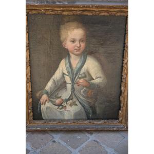 Charming 18th-century Portrait In The Provençal Or Italian Style Of A Young Girl With Fruit