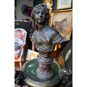 Joseph-Charles Marin , buste en terre cuite jeune fille 
