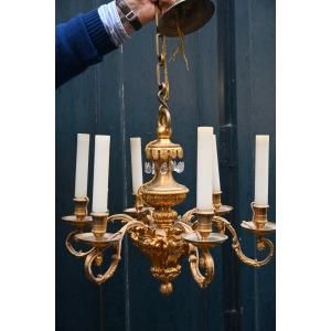 Louis XIV-style Bronze Chandelier Boulle Style