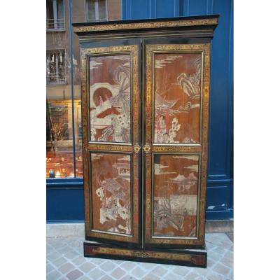 Boulle Marquetry Cabinet And Chinese Lacquer Panel, Louis XIV