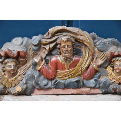 Large Bas Relief Carved Wood XVII, God The Father