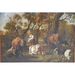 Important Canvas By Jan Victors Holland XVII, Shepherdess And Her Flock