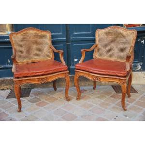 Paire De Fauteuils Cannés D époque Regence XVIII