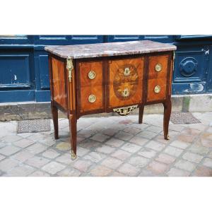 Small Commode In Veneer D Louis XVI Period