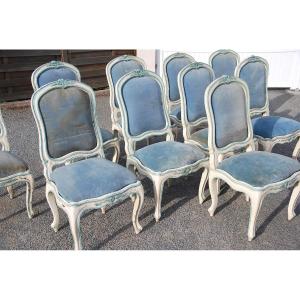 Rare Suite Of 12 Chassis Chairs D Louis XV Period, Italy