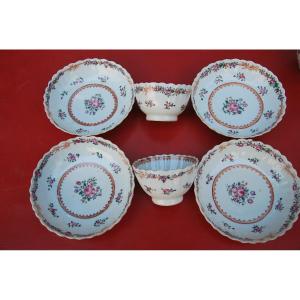 Elegant Suite Of Six Sorbets In Qialong Porcelain, Compagnie Des Indes