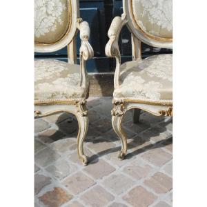 Paire De Fauteuils Italien Venise XVIII