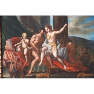 Hercule Et Omphale , Venise XVII Entourage De Sebastiano Mazzoni