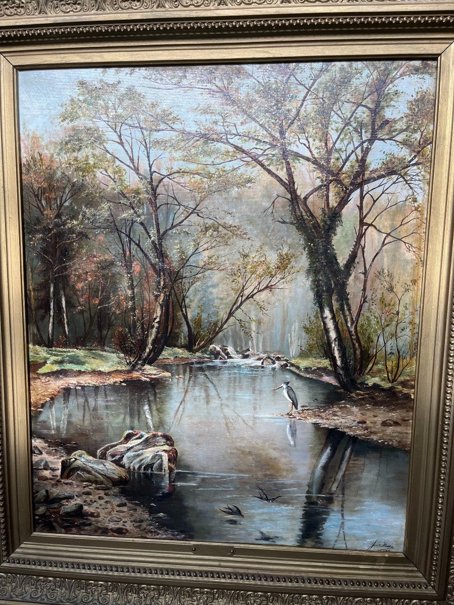 Oil On Canvas - Forest Landscape-photo-2