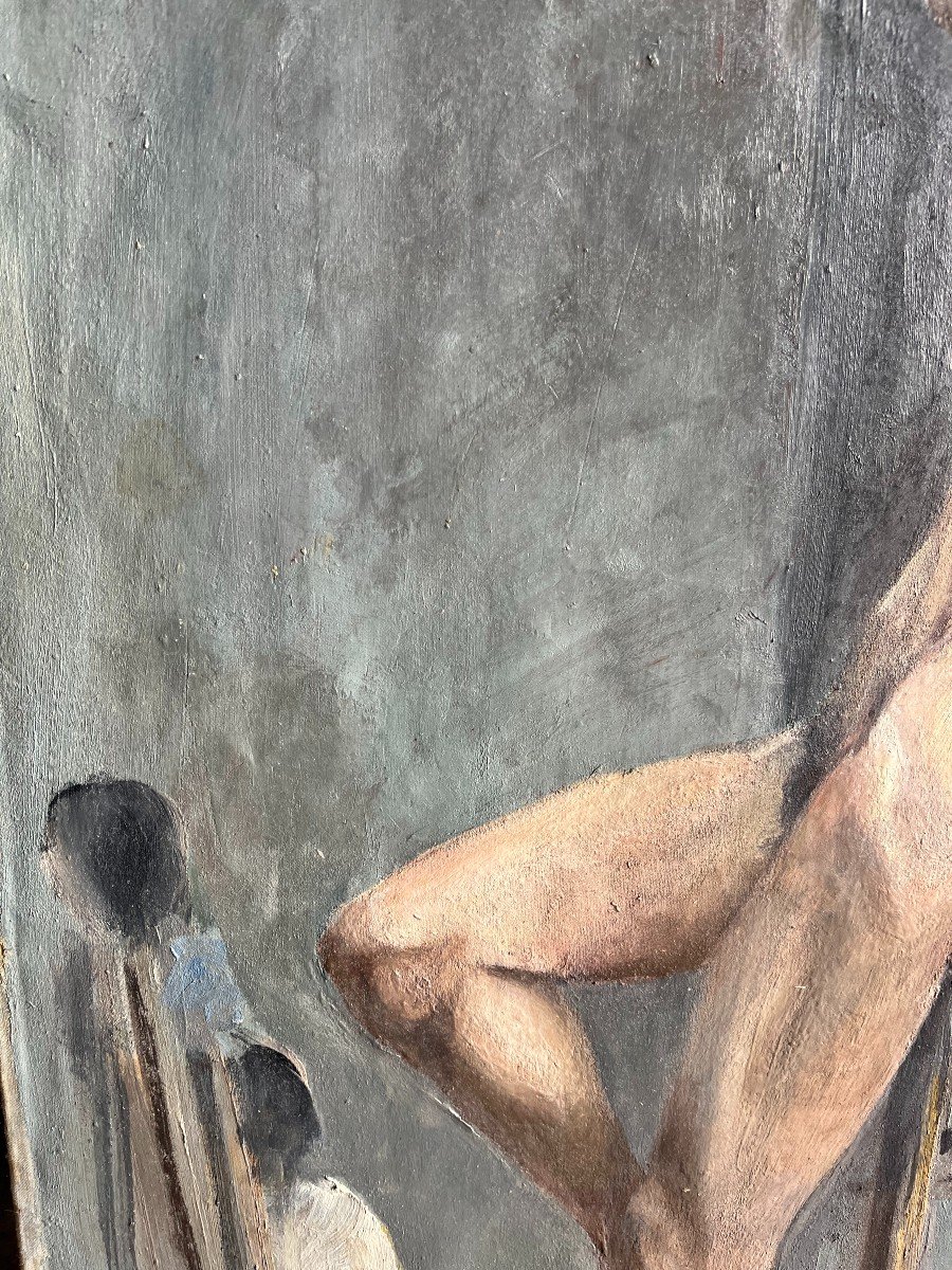 Female Nude Double-sided, Late 19th Century, Unsigned, Oil On Canvas, 73x50cm, Unframed-photo-3