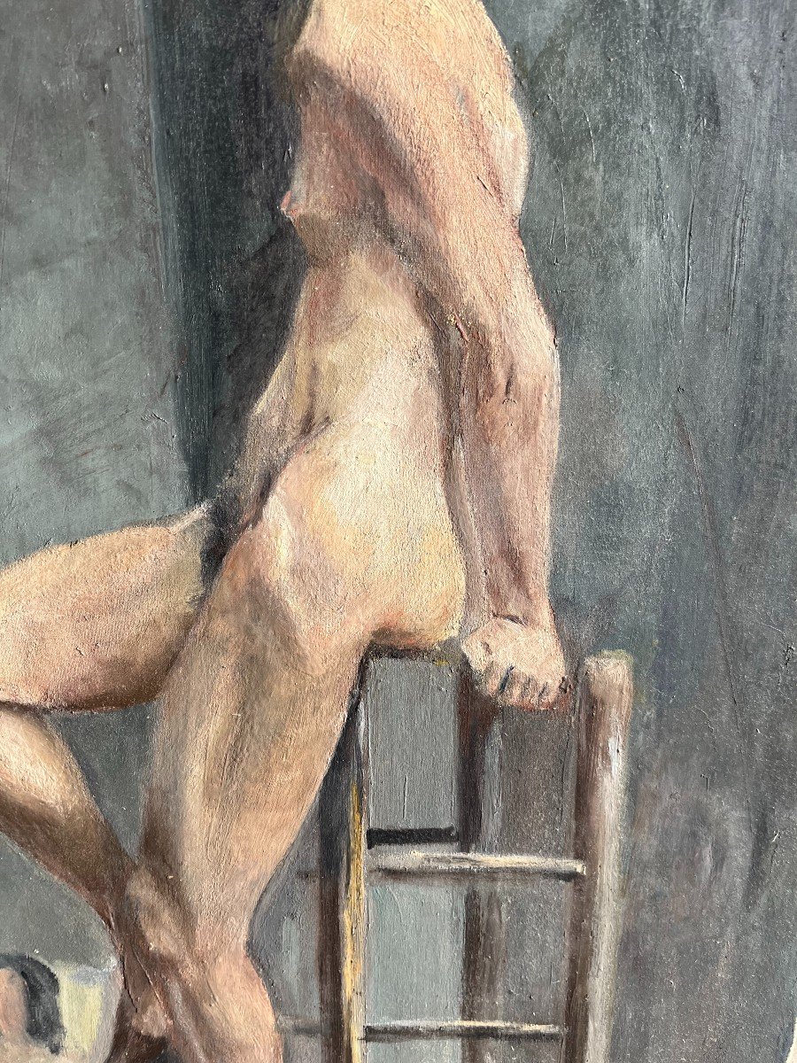 Female Nude Double-sided, Late 19th Century, Unsigned, Oil On Canvas, 73x50cm, Unframed-photo-4