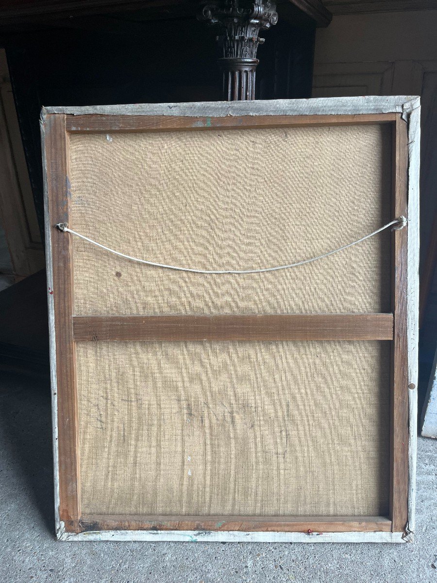 Femme Assise, XXe, Signé Forveille Au Revers, Huile Sur Toile, 65 X 54 Cm, Sans Cadre-photo-3