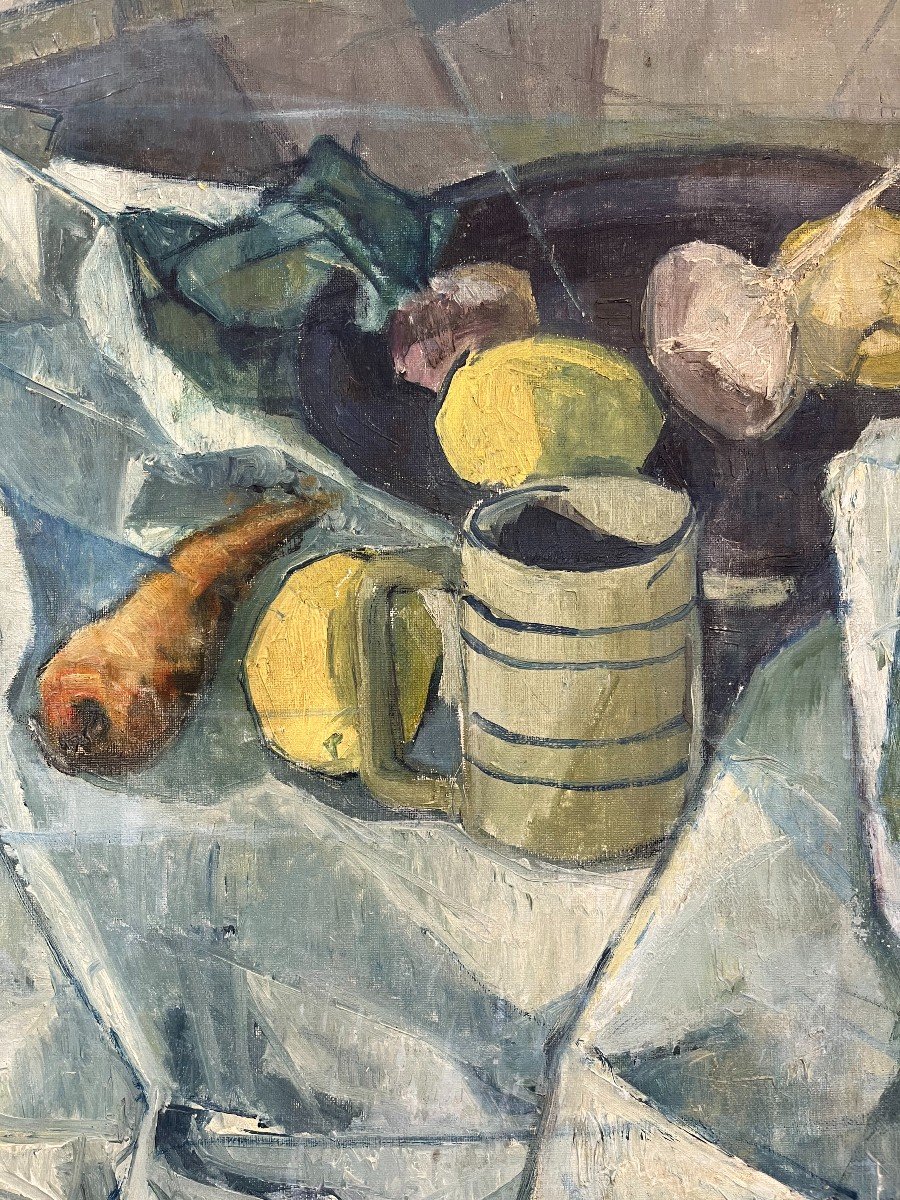 Nature Morte, Signé Pierre Buquet, XXe, Huile Sur Toile, 62,5x75,5cm, Avec Cadre-photo-2
