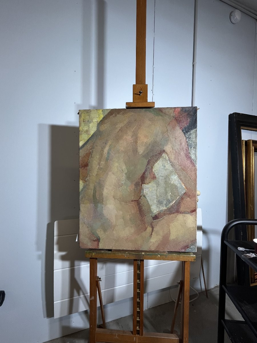 J Dulac (1902-1968), Dos De Femme Nue Assise, XXe, Huile Sur Toile, Signé, 65x54cm, Sans Cadre-photo-2