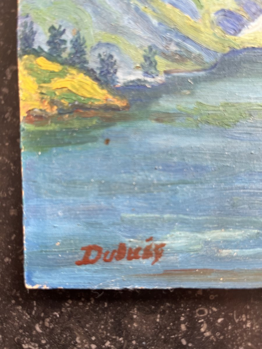 Mountain Landscape, 20th Century, Signed, Oil On Wood, 23x18cm, Unframed-photo-3